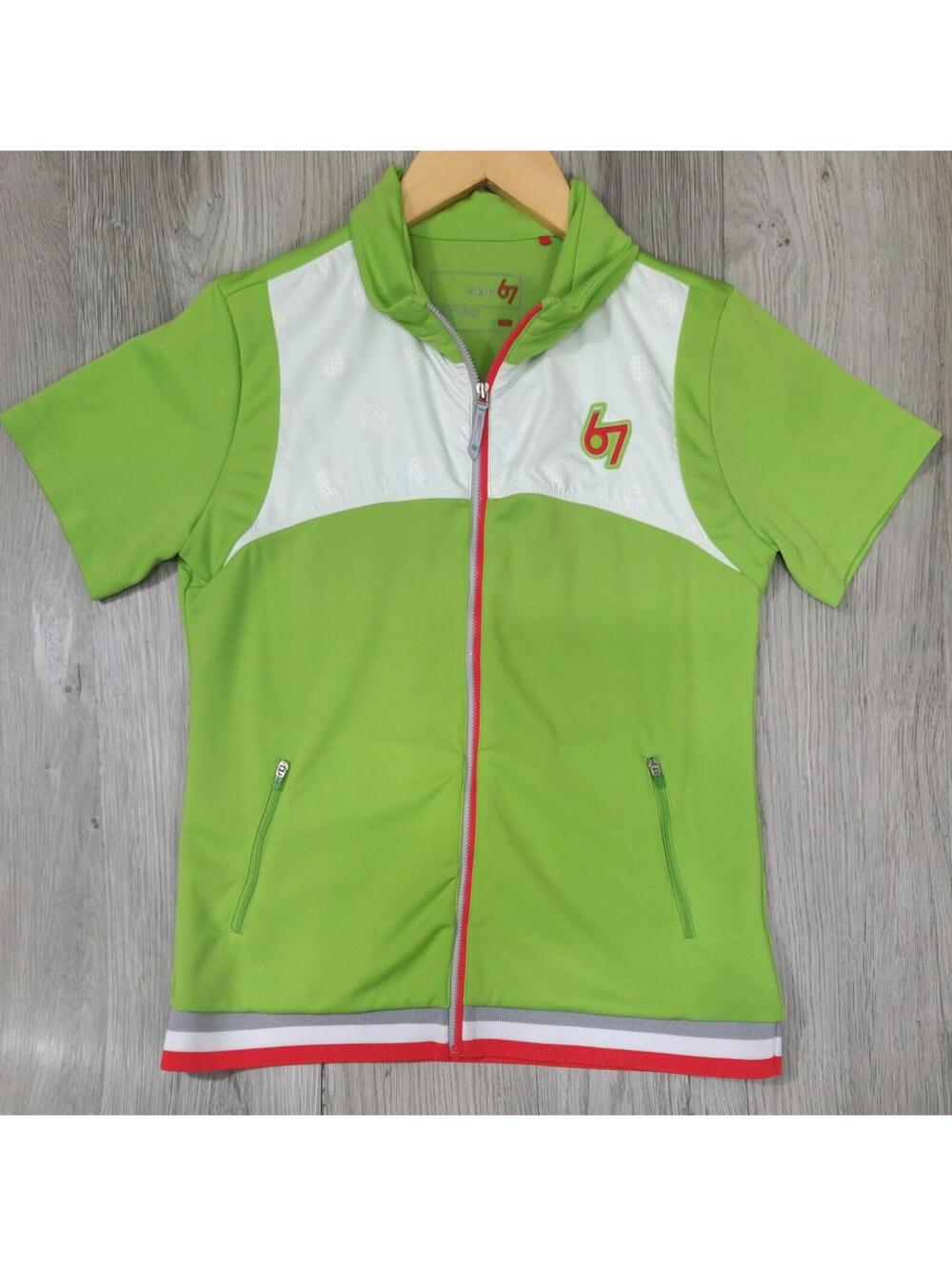 SGF Womens Green Short Sleeve Zip Mock Neck UPF 50 Golf Shirt  S Number 67 #12
